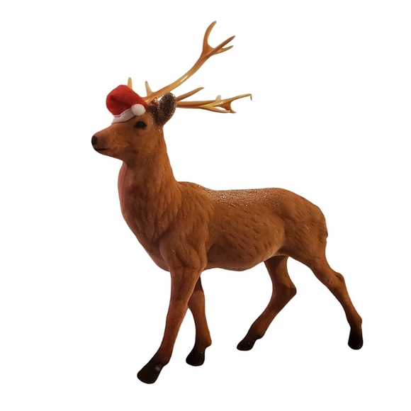Large vintage flocked Christmas deer - Picture 1 of 3